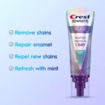Crest 3D White Deep Stain Remover Toothpaste, Teeth whitening for Adults, 3.1oz, 2 Pack, Sensitivity Safe, Enamel Repair, Cavity Protection, Fluoride Toothpaste, Travel Size Toiletries - Image 3