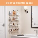 upsimples Acrylic Shelves for Bathroom Storage, 15" Floating Shelves Wall Organizer for Perfume, Make up, Skincare, Kids Bookshelf for Bedroom, Nursery, Living Room Decor, Clear, 4 Pack - Image 4