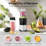 Consciot CB08 11-Piece Blender for Kitchen and Personal Size, Blend Shakes and Smoothies, Frozen Drinks, Baby Food, Spreads & More, 3 Portable To-Go Cups & 2 Spout Lids & 1 Solid Lid, 900 Peak Watts - Image 5