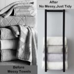 Towel Rack for Rolled Towels, Towel Rack for Bathroom,Wall Mounted Metal Bathroom Organizer, Bath Towel Holder Wall for Modern Small Space Bathroom Towel Storage (Black) - Image 3