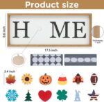 Interchangeable HOME Seasonal Tabletop Sign with 12 Pcs Seasonal Icons Wooden HOME Sign for All Seasons Shelf Mantel Windowsill Decor - Image 3