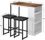 Panana 3 Piece Dining Table Set Kitchen Bar Table with Two Stool Storage Shelves Wood Counter Height Table Top with Sew Kerf Finish Dining Room Home - Image 3