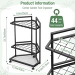 Garden Tool Organizer for Corner,Metal Yard Tool Organizer for Long-Handled Tools/Rakes/Brooms,Side Garden Pocket,Heavy Duty Steel Yard Tool Storage Rack for Garage,Shed, Outdoor - Image 3
