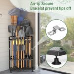 Garden Tool Organizer for Corner,Metal Yard Tool Organizer for Long-Handled Tools/Rakes/Brooms,Side Garden Pocket,Heavy Duty Steel Yard Tool Storage Rack for Garage,Shed, Outdoor - Image 4