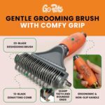 GoPets 2-in-1 Dematting Comb for Dogs, Pet Grooming Rake, Double-Sided Dog Brush for Shedding, Deshedding Brush for Cats, Undercoat Mat Dematting Tool for Long Haired Cats, Grooming Matting Hair - Image 4
