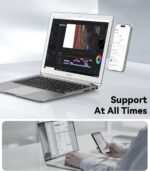 CloudValley Magnetic Phone Holder for Laptop Designed for iPhone 17/16/15/14/13/12 MagSafe, Adjustable Phone Monitor Side Mount, Slim Portable Foldable Computer Expansion Bracket, Silver - Image 3