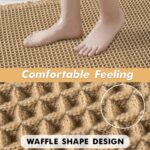 MIULEE Set of 2 Waffle Bathroom Rugs, Boho Bath Rugs Non Slip Washable, Super Absorbent Bath Mats, Ultra Soft Rubber Backed Shower Mats for Bathroom Floor, Tub and Shower, Brown, 18x30 Inch - Image 6
