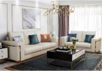 Living Room 3 Seat Lounge Sofa Mid-Century Modular Furniture First Floor Upholstered Leather - Image 3