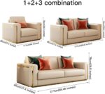 Living Room 3 Seat Lounge Sofa Mid-Century Modular Furniture First Floor Upholstered Leather - Image 4