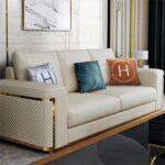 Living Room 3 Seat Lounge Sofa Mid-Century Modular Furniture First Floor Upholstered Leather - Image 5