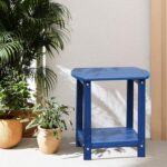 Adirondack Square Outdoor Side Table,2-Tier Storage Patio Side Table, HDPE End Tables for Backyard Pool Porch Garden Lawn - Image 3