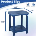 Adirondack Square Outdoor Side Table,2-Tier Storage Patio Side Table, HDPE End Tables for Backyard Pool Porch Garden Lawn - Image 4