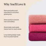 Kitsch African Net Sponge – Exfoliating Body Scrubber for Cleansing & Gentle Daily Exfoliation – Stretchable Bath Sponge for Hard-to-Reach Areas, Long-Lasting Shower Essential - Berry Pink, 3 Pcs - Image 4