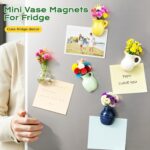 Renmxj 8 Pcs Refrigerator Magnets - Cute Mini Ceramic Vase Fridge Magnets with Artificial Flowers, Funny Tiny Vase Magnet for Fridge Decorative, Office, Kitchen, Locker, Whiteboard - Image 3
