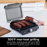 Ninja Griddle and Indoor Grill, 14’’, Electric Grill, For Steak, Burgers, Salmon, Veggies, and More, Pancake Griddle, Nonstick, Dishwasher Safe, 500F, Even Cooking, Silver, GR101 - Image 4