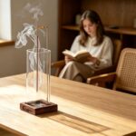 Ceremony Incense Holder, Wooden Incense Holder for Sticks with Glass Ash Catcher, Anti-ash Incense Burner with 20 Incense Sticks and a Ash Brush for Meditation Yoga Spa Room Decor - Image 5