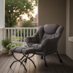 Tiita Modern Large Accent Chair with Ottoman, Comfy Leisure Sofa Armchair with Footrest, Reading Chair for Bedroom, Living Room, Dorm Rooms, Garden Dark Grey - Image 4