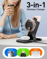 RYND 2026 Travel Portable Wireless Fast Charger for Apple & Android Charging Station,3 in 1 Charging for iPhone17 16 15 14 13 12,Apple Watch Series & Air pods 4 3 2 Pro,Samsung Galaxy - Image 6