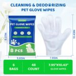 VOISEN 48 Pcs Pet Glove Wipes for Dogs and Cats, Cleaning & Deodorizing Bathing Grooming Wipes,Unscented Thick Nourish Fur Glove Wipes for Pet Dry Cleaning,Daily Care and Travel - Image 6