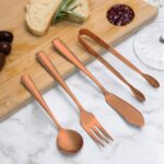 Ironwood Gourmet Copper Charcuterie Utensil Set of 8, Includes Forks, Knives/Spreaders, Spoons, Tongs - Image 3