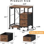 YAOHUOO Printer Stand with Power Outlet/Fabric Drawers, Printer Cabinet with Storage Shelf and Rolling Shredder Stand, Printer Table for Home Office, 22.8"×15" Rustic Brown - Image 5
