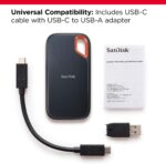 SANDISK 1TB Extreme Portable SSD (Old Model) - Up to 1050MB/s, USB-C, USB 3.2 Gen 2, IP65 Water and Dust Resistance, Updated Firmware - External Solid State Drive - SDSSDE61-1T00-G25 - Image 4