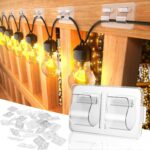 Keviyi Hooks for Outdoor String Lights Clips: 26Pcs Double Hooks for Hanging - Heavy Duty Clear Cable Clips with Waterproof Adhesive Strips - Outside Sticky Hooks Non-Slip No Drill - Image 2