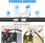Keviyi Hooks for Outdoor String Lights Clips: 26Pcs Double Hooks for Hanging - Heavy Duty Clear Cable Clips with Waterproof Adhesive Strips - Outside Sticky Hooks Non-Slip No Drill - Image 3
