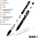 RAK Multitool Pen - Multi-Tool Pen Set 11 in 1, LED Light, Screwdrivers, Level, Ruler, Bottle Opener, and Stylus. Cool Gadgets Gifts for Men, Dad, EDC Tactical Pen Tool, Gift-Ready Box, Pack of 2 - Image 4