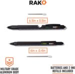 RAK Multitool Pen - Multi-Tool Pen Set 11 in 1, LED Light, Screwdrivers, Level, Ruler, Bottle Opener, and Stylus. Cool Gadgets Gifts for Men, Dad, EDC Tactical Pen Tool, Gift-Ready Box, Pack of 2 - Image 5