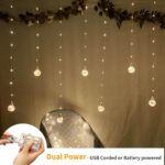 YOLIGHT Wishing Ball Curtain Lights 200 LED Window Curtain String Lights with Remote, USB Battery Powered Twinkle Globe Fairy Lights for Wedding Party Bedroom Christmas Decoration (Warm White) - Image 3