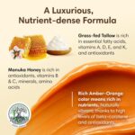 Manuka Honey Unwhipped Tallow Balm – Handmade Grass-Fed Beef Tallow with Frankincense, Vitamin E, Castor Oil, Buah Merah & Turmeric – Hydrates & Nourishes Skin for Men, Women & Kids – 2oz Glass Jar - Image 4
