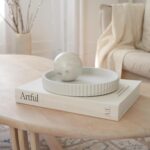 Decorative Concrete Tray & Book Decor Set - Scalloped Tray & Linen Box Enhance Your Coffee Table or Bookshelf Decor - Stylish Home Decoration for Your Living or Dining Room & as a Housewarming Gift - Image 6