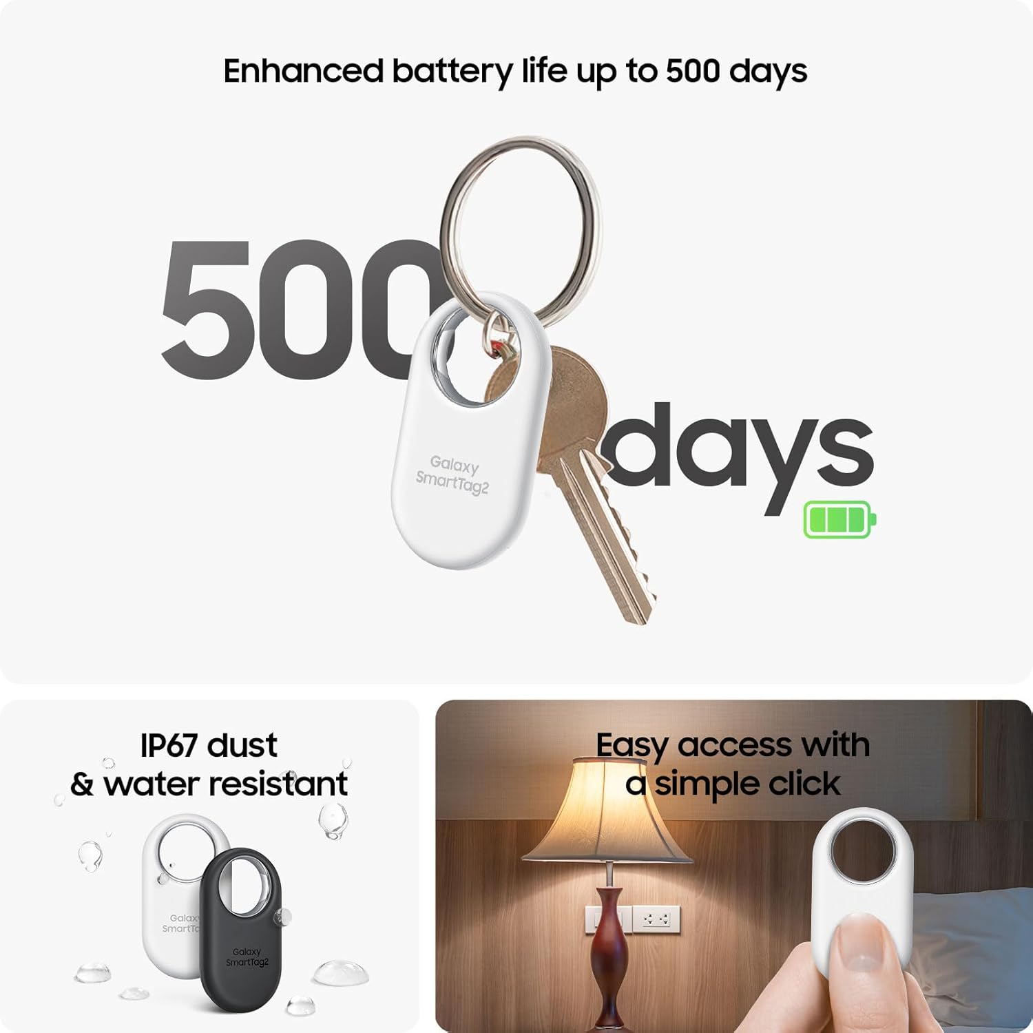Samsung Galaxy SmartTag2, Bluetooth Tracker, Smart Tag GPS Locator Tracking Device, Item Finder for Keys, Wallet, Luggage, Pets, Use w/ Phones and Tablets Android 11 or Later, 2023, 1 Pack, Black - Image 3