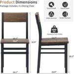 MECHYIN Dining Chairs Set of 4, Rustic Wood Dining Room Chairs with Thickened and Strengthened Metal Steel Frame & Slat Back, Modern Farmhouse Chair for Kitchen, Dining Room (4, Nut-Brown) - Image 3