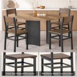 MECHYIN Dining Chairs Set of 4, Rustic Wood Dining Room Chairs with Thickened and Strengthened Metal Steel Frame & Slat Back, Modern Farmhouse Chair for Kitchen, Dining Room (4, Nut-Brown) - Image 4