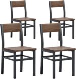 MECHYIN Dining Chairs Set of 4, Rustic Wood Dining Room Chairs with Thickened and Strengthened Metal Steel Frame & Slat Back, Modern Farmhouse Chair for Kitchen, Dining Room (4, Nut-Brown) - Image 5