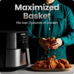 Chefman Air Fryer 8 Qt | TurboFry® 4-in-1 with 450°F Hi-Fry Option for Crispier Results | Bake, Dehydrate, Frozen | XL Nonstick Dishwasher-Safe Basket | Stainless Steel - Image 4