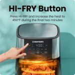 Chefman Air Fryer 8 Qt | TurboFry® 4-in-1 with 450°F Hi-Fry Option for Crispier Results | Bake, Dehydrate, Frozen | XL Nonstick Dishwasher-Safe Basket | Stainless Steel - Image 6
