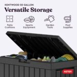 Keter Kentwood 50 Gallon Resin Deck Box-Organization and Storage for Patio Cushions, Throw Pillows and Garden Tools, Dark Grey - Image 4