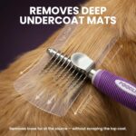 Poodle Dematting Fur Rake Comb Brush for Dogs and Cats - Long 2.5" Steel Safety Blades Metal Comb for Detangling Matted or Knotted Undercoat Hair - Image 3