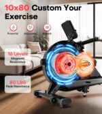 Rowing Machines for Home, 16/32-Level Adjustable Resistance, Magnetic Rowing Machine with App Supported, 350/400 LB Weight Capacity, Upgraded Dual Slide Rails with LCD Data Display Screen - Image 3