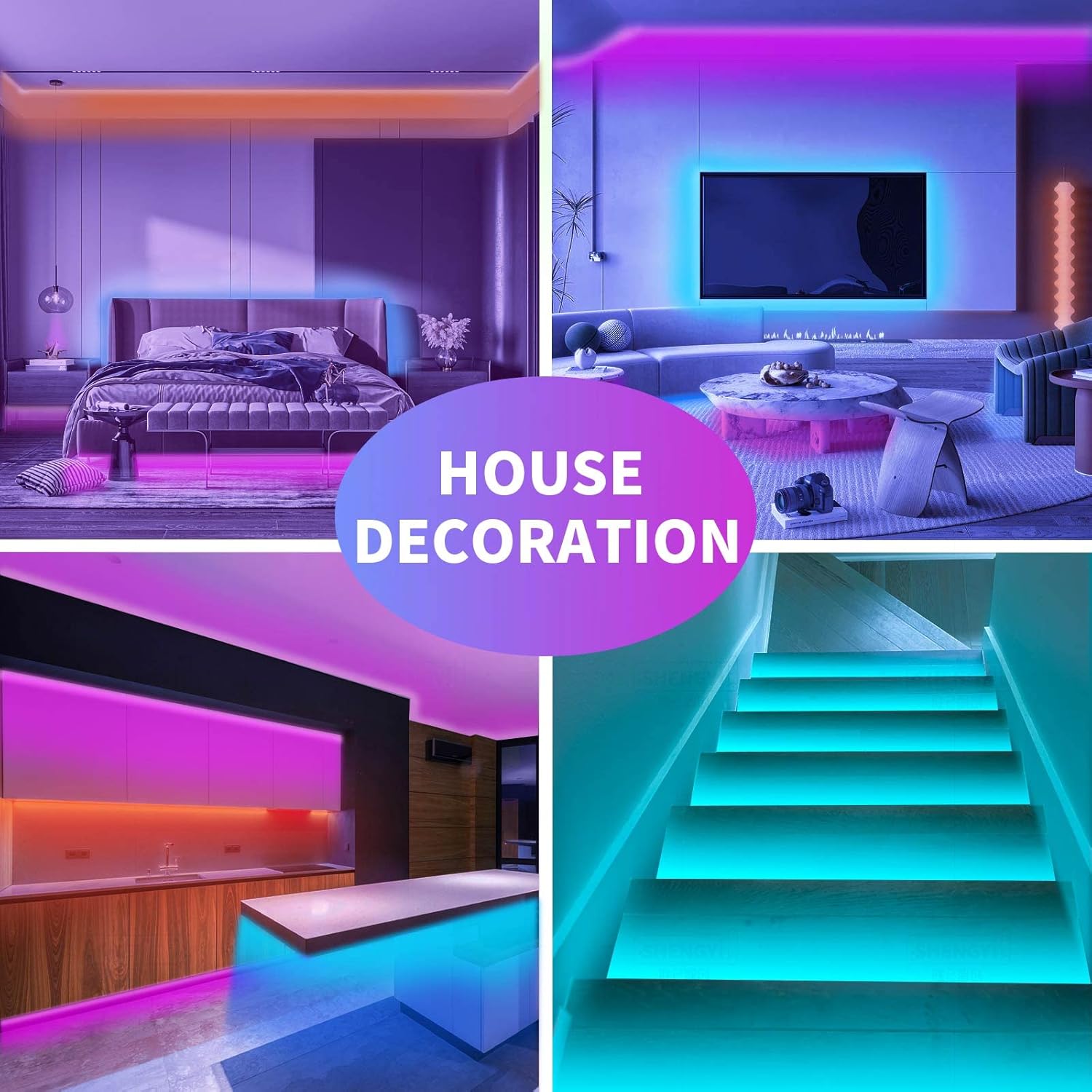 KSIPZE 100ft Led Strip Lights RGB Music Sync Color Changing Led Lights with Smart App Control Remote Led Lights for Bedroom Room Lighting Flexible Home Décor - Image 3