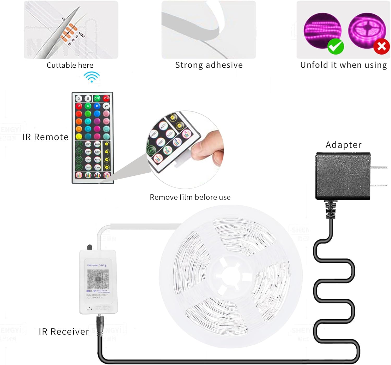 KSIPZE 100ft Led Strip Lights RGB Music Sync Color Changing Led Lights with Smart App Control Remote Led Lights for Bedroom Room Lighting Flexible Home Décor - Image 5