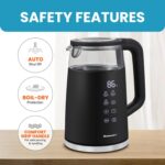 Elite Gourmet 1.7L Dual Wall Cool Touch Electric Tea Kettle, Borosilicate Glass, 304 Stainless Steel Interior, Programmed Digital Touchscreen, Keep Warm, Auto Off & Audible Indicator, Black - Image 6