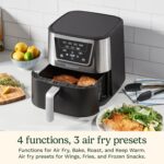 Cuisinart Air Fryer, Large 6-Quart Basket with 4 Cooking Functions to Air Fry, Bake, Roast, and Keep Warm, 3 Presets, PFAS-Free, Dishwasher-Safe Parts, AIR-180, Black & Stainless Steel - Image 4