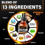 13-in-1 Immune Support Supplement Liquid Drops with Astragalus, Elderberry, Quercetin, Echinacea, Chlorophyll, Turmeric, Ginger, Rhodiola, Licorice, and More - 30ml 1 Fl Oz - Image 5