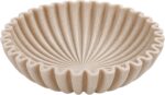 YMXYJM Large Decorative Bowl, Modern Handicraft Bowls for Home Decor, Fruit Bowl for Kitchen Counter, Ruffle Decor, Stylish Key Bowl for Entry Table, Artificial Stone Beige - Image 2