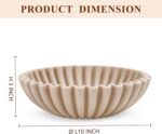YMXYJM Large Decorative Bowl, Modern Handicraft Bowls for Home Decor, Fruit Bowl for Kitchen Counter, Ruffle Decor, Stylish Key Bowl for Entry Table, Artificial Stone Beige - Image 3