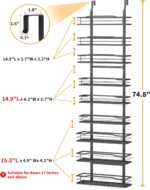 Moforoco 9-Tier Over The Door Pantry Organizer, Pantry Organization and Storage, Black Hanging Basket Wall Spice Rack Seasoning Shelves, Home & Kitchen Bedroom Bathroom House Essentials - Image 3